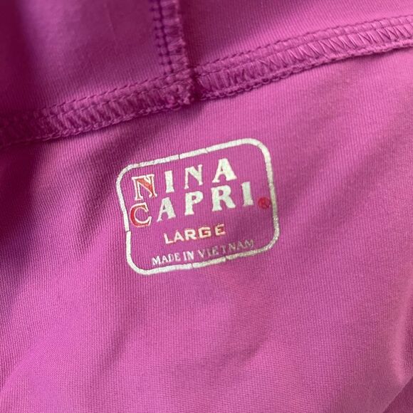 Nina Capri zip front hooded jacket , color is mauve with black trim, size L - Picture 6 of 6